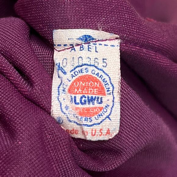 Vintage 70s Union Made Magenta Terry Cloth Shirt Waist Dress Side Button Midi - Picture 5 of 12